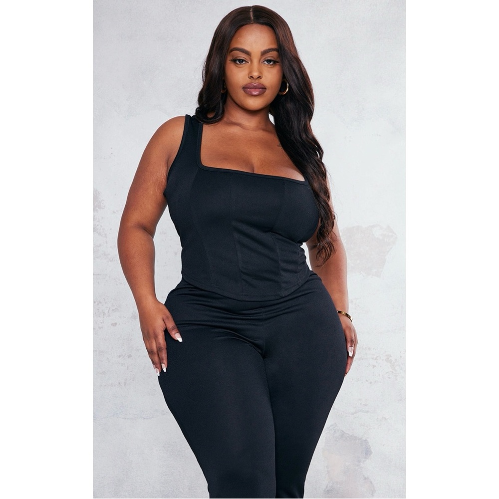 NWT PrettyLittleThing Square Neckline Tank Top Black Size 14